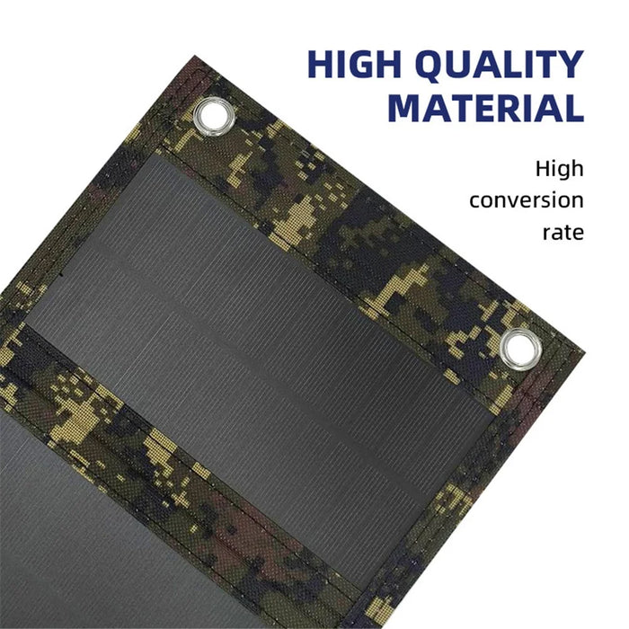 10W 5V Portable Outdoor Solar Power Supply 5 Folding Solar Panels Phone Charging Device with 10-in-1 Cable - Camouflage - 4