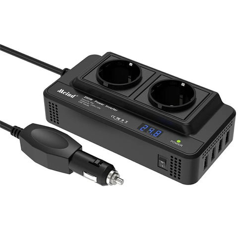MEIND M8300 24V to 220V High Power 200W Car Inverter with Dual EU Power Socket + 4 USB Ports - 1