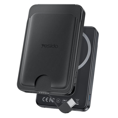 YESIDO YP93 5000mAh Power Bank with Card Holder GPS Tracking Phone Stand 15W Wireless Charging Portable Charger - 1