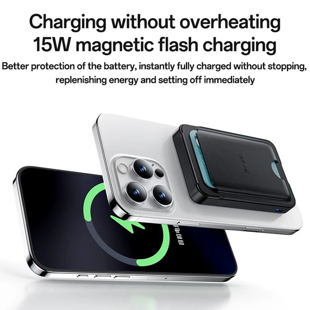 YESIDO YP93 5000mAh Power Bank with Card Holder GPS Tracking Phone Stand 15W Wireless Charging Portable Charger - 2