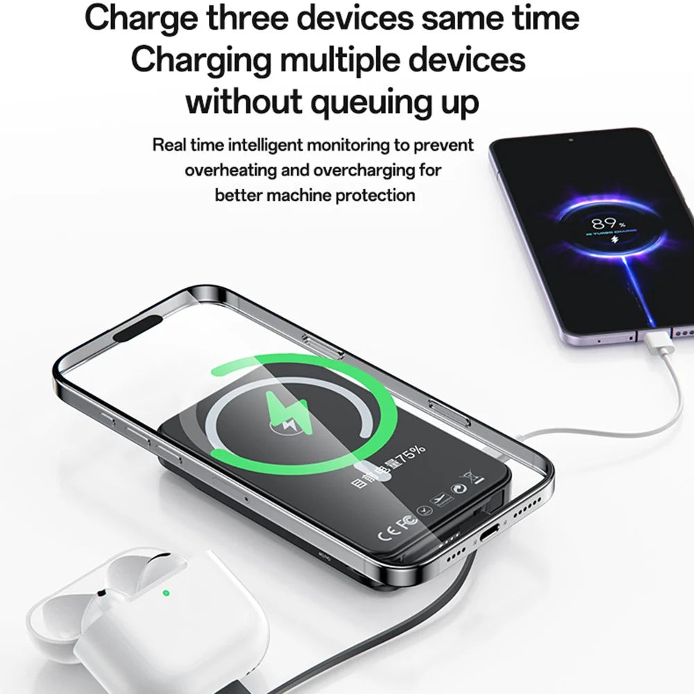 YESIDO YP93 5000mAh Power Bank with Card Holder GPS Tracking Phone Stand 15W Wireless Charging Portable Charger - 6