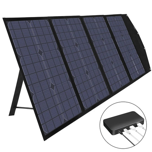 120W 18V Four-fold Foldable Solar Panel Kickstand Design DC+2xUSB+Type-C Outputs Portable Charger for Outdoor Camping Hiking - 1