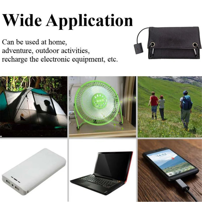10W 4 Foldable Solar Panel Waterproof Portable Solar Charger with Carabiner for Outdoor Camping, Hiking - 3