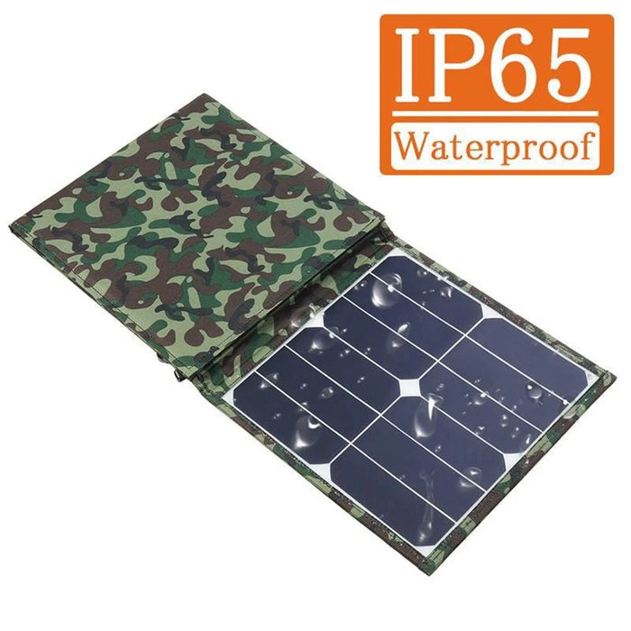 40W 3 Foldable Solar Panel IP65 Water Resistant Portable Camouflage Solar Charger for Camping, Hiking, Traveling - 2