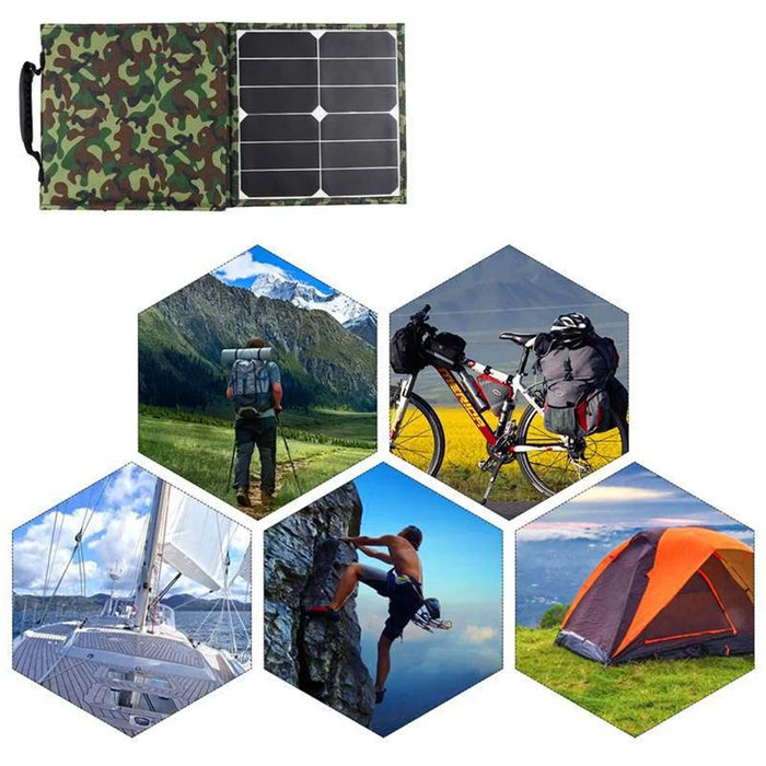 40W 3 Foldable Solar Panel IP65 Water Resistant Portable Camouflage Solar Charger for Camping, Hiking, Traveling - 6