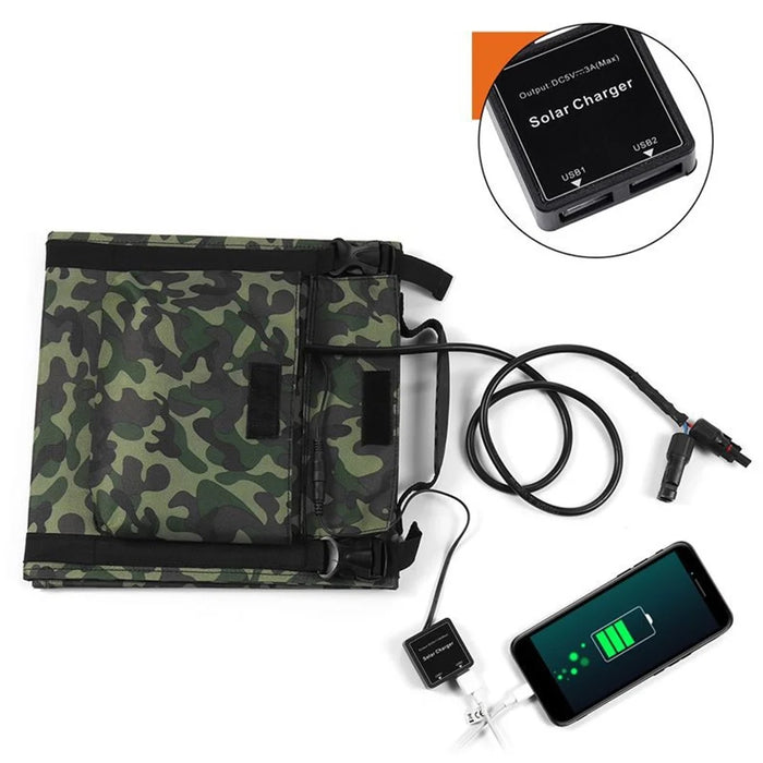 40W 3 Foldable Solar Panel IP65 Water Resistant Portable Camouflage Solar Charger for Camping, Hiking, Traveling - 7