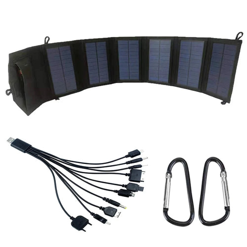 20W Portable Outdoor Dual USB Solar Charger 6 Folding Solar Panels Phone Charging Power Bank - 1