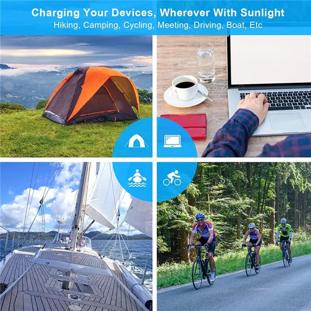 20W Portable Outdoor Dual USB Solar Charger 6 Folding Solar Panels Phone Charging Power Bank - 5
