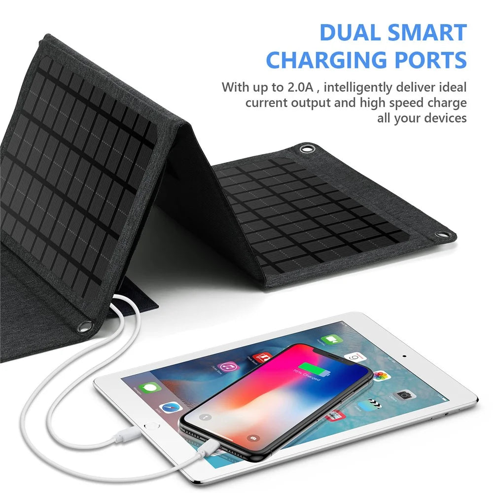 18W Dual USB Solar Charger 3-Folding Solar Panel Outdoor Portable Smart Phone Power Supply Charger - 4
