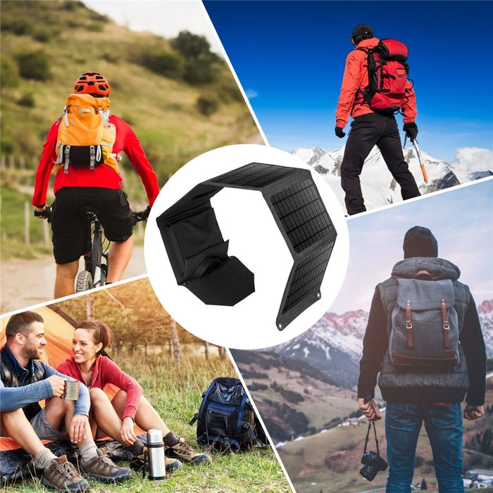 30W Foldable Solar Panel Dual USB 5-Folding Solar Panel Charger for Mobile Phone Camping Hiking - 7