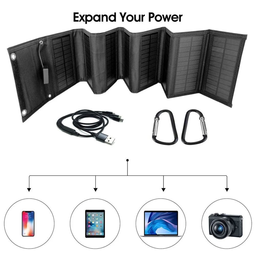Solar Panel Monocrystalline Silicon 25W Dual USB Outputs Charger Folding Bag - 4