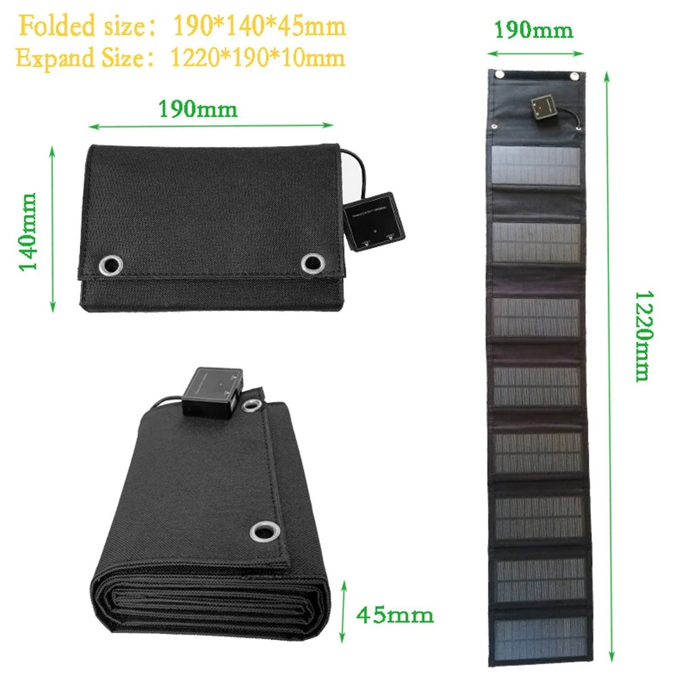 Solar Panel Monocrystalline Silicon 25W Dual USB Outputs Charger Folding Bag - 5