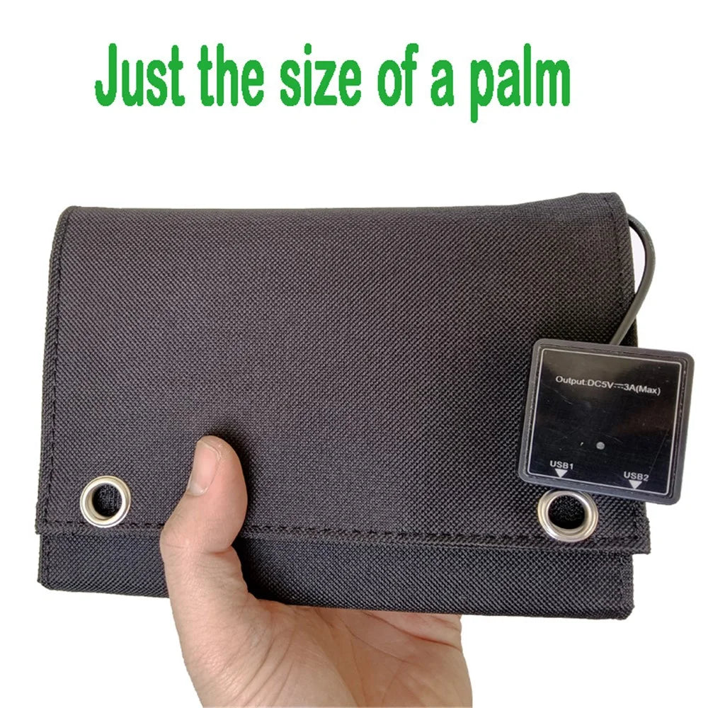 Solar Panel Monocrystalline Silicon 25W Dual USB Outputs Charger Folding Bag - 7