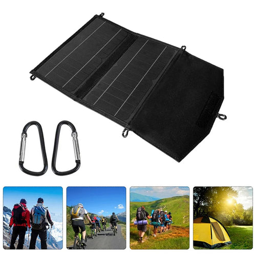 Dual USB Outputs Solar Panel Monocrystalline Silicon 15W Charger Folding Bag for Hiking Camping - 1