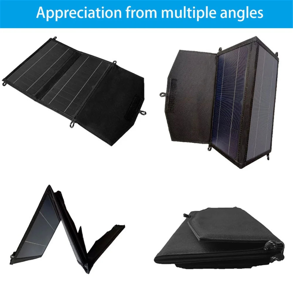 Dual USB Outputs Solar Panel Monocrystalline Silicon 15W Charger Folding Bag for Hiking Camping - 4
