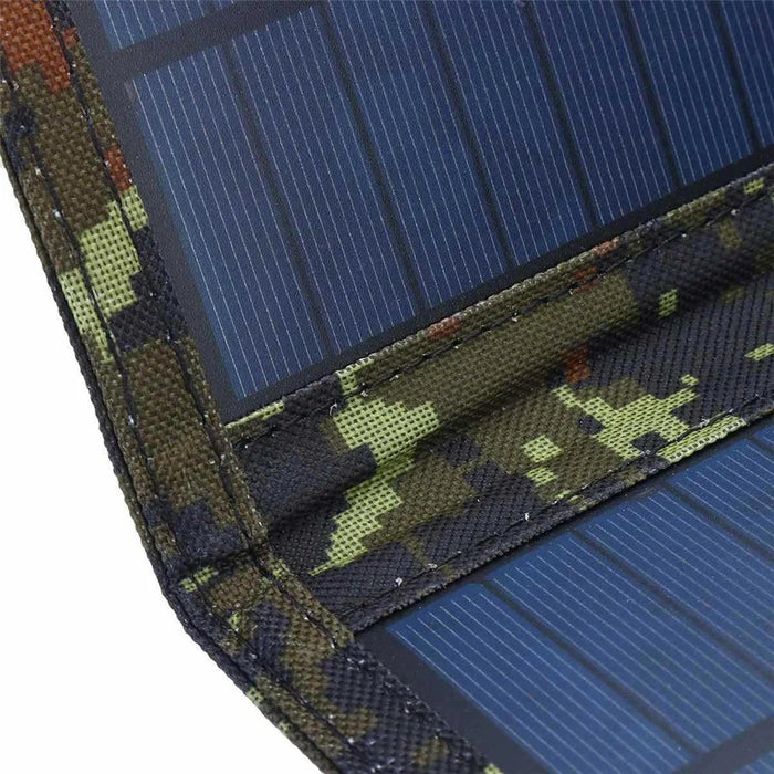15W Portable Outdoor Solar Charger 5 Folding Solar Panels USB Phone Charging Power Bank - Camouflage - 2