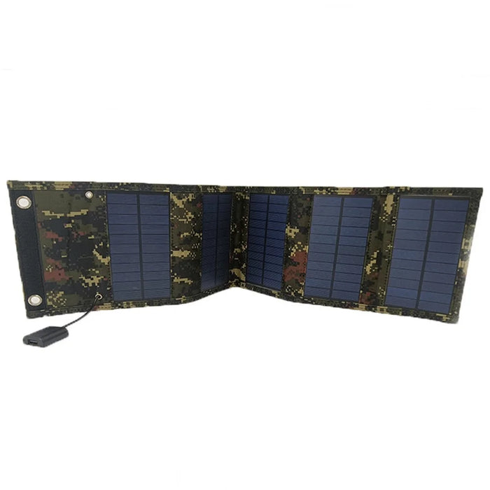 15W Portable Outdoor Solar Charger 5 Folding Solar Panels USB Phone Charging Power Bank - Camouflage - 6