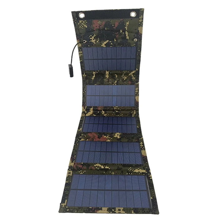 15W Portable Outdoor Solar Charger 5 Folding Solar Panels USB Phone Charging Power Bank - Camouflage - 7