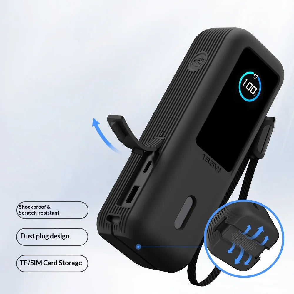 SIKAI Shockproof Case for Anker Zolo 165W Power Bank Full Protection Silicone Cover with Strap - Gray - 2