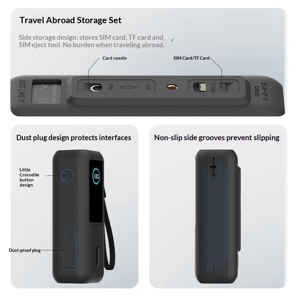 SIKAI Shockproof Case for Anker Zolo 165W Power Bank Full Protection Silicone Cover with Strap - Gray - 3