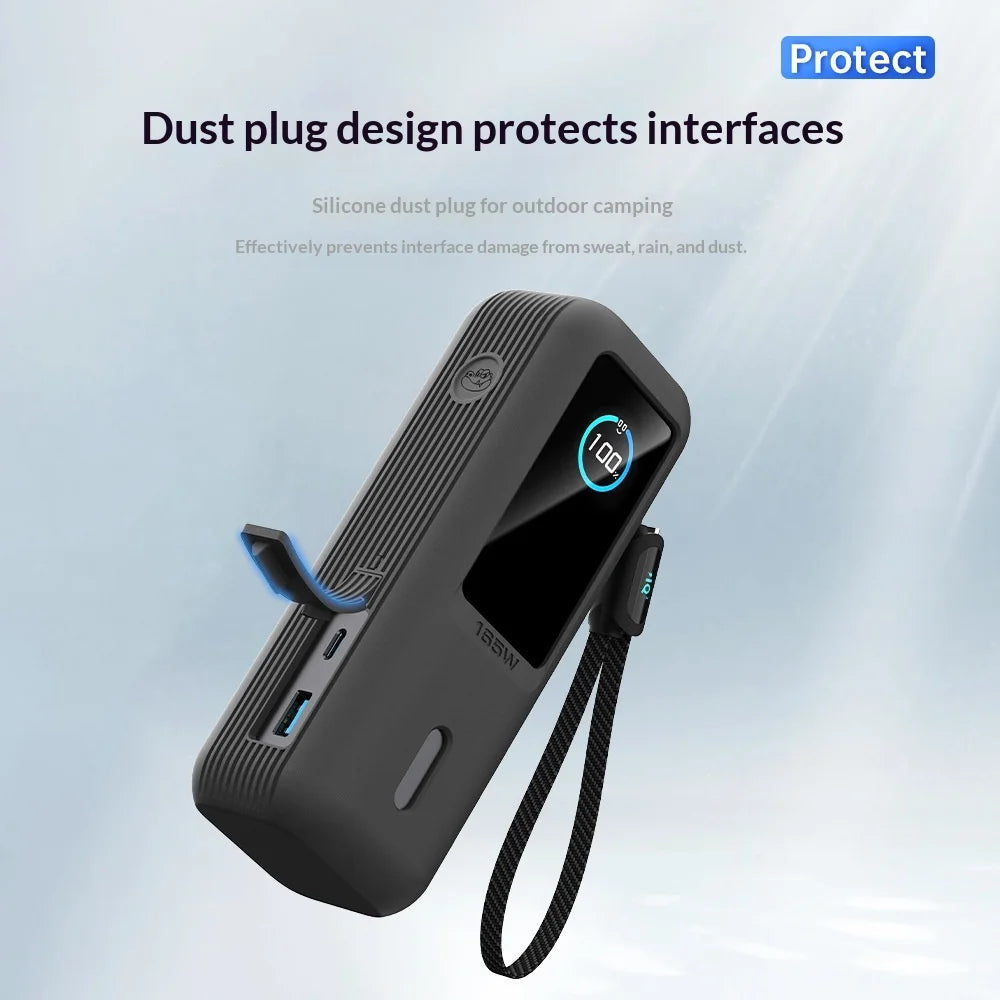 SIKAI Shockproof Case for Anker Zolo 165W Power Bank Full Protection Silicone Cover with Strap - Gray - 4