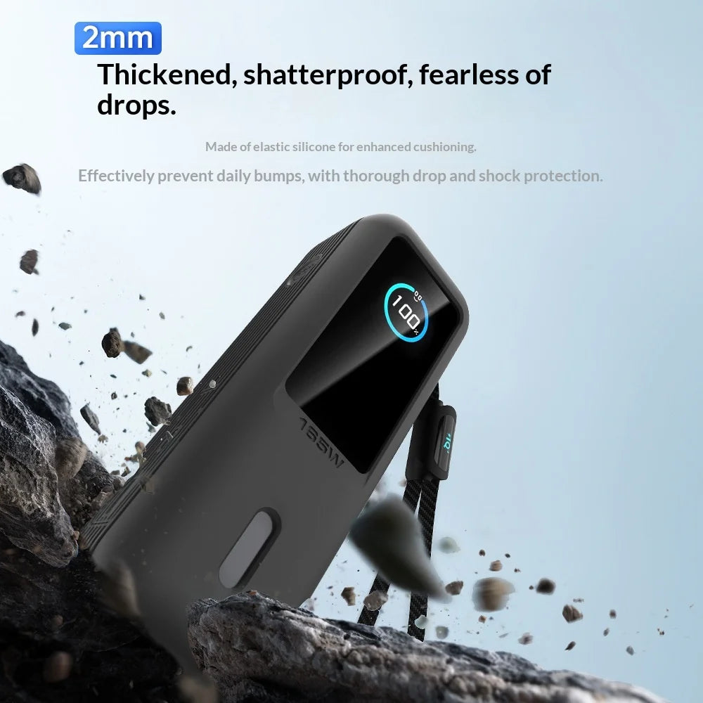 SIKAI Shockproof Case for Anker Zolo 165W Power Bank Full Protection Silicone Cover with Strap - Gray - 5