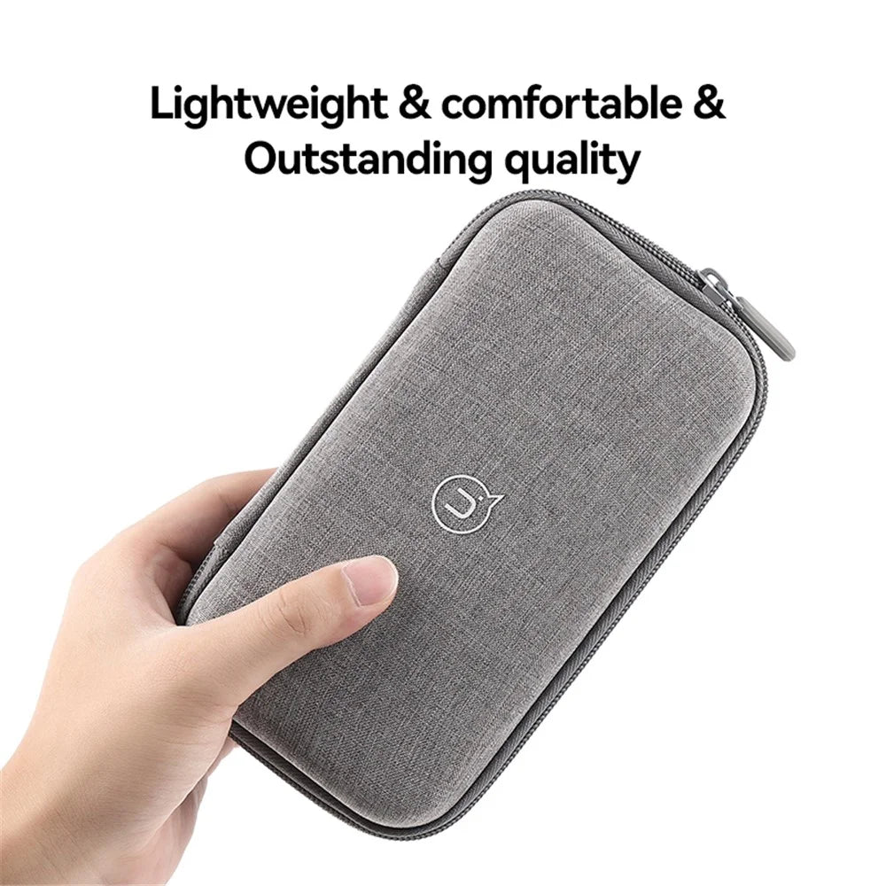 USAMS US-ZB263 EVA Hard Shell Power Bank Carrying Case Cable U-Disk Charger Storage Bag - Grey - 6