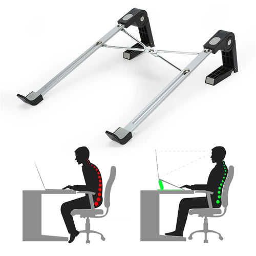 Y01 Height Adjustable Laptop Stand Desktop Bracket Foldable Aluminum Alloy Computer Riser - Black - 1