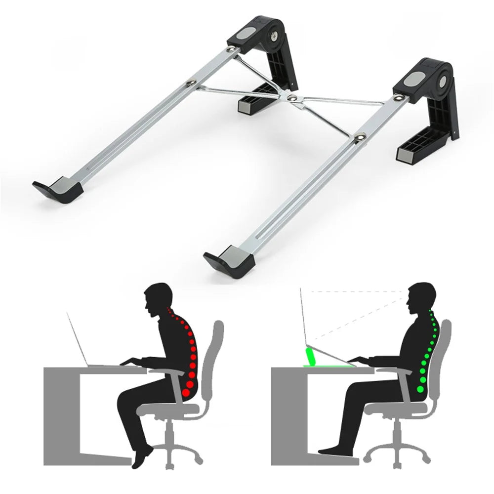 Y01 Height Adjustable Laptop Stand Desktop Bracket Foldable Aluminum Alloy Computer Riser - Black - 1