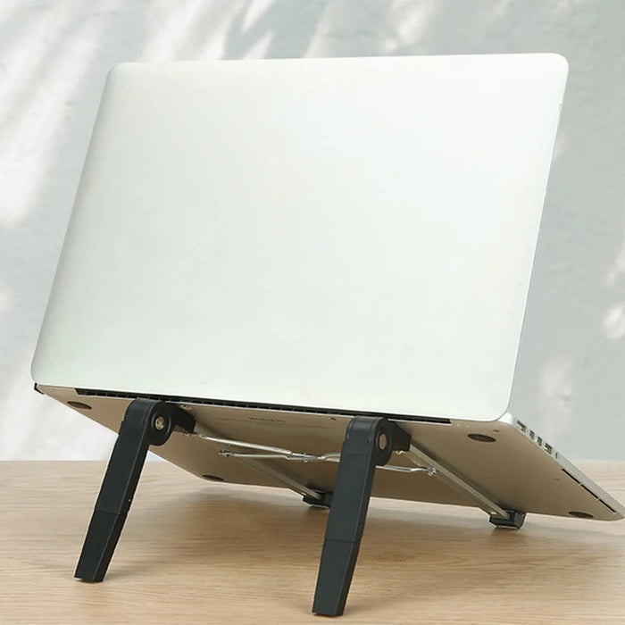 Y01 Height Adjustable Laptop Stand Desktop Bracket Foldable Aluminum Alloy Computer Riser - Black - 5