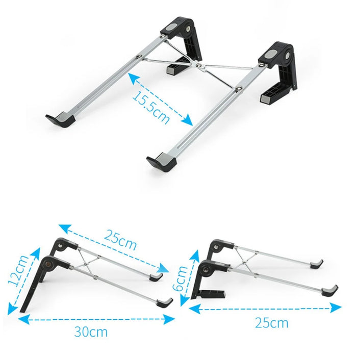 Y01 Height Adjustable Laptop Stand Desktop Bracket Foldable Aluminum Alloy Computer Riser - Black - 7