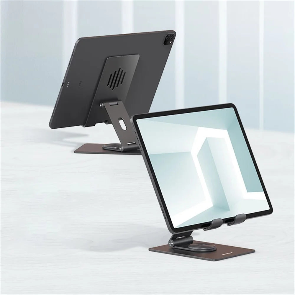 MOMAX KH5 360-degree Rotating Foldable Phone Stand for Desktop Portable Phone Holder Support Adjustable View Angle Compatible with iPhone/iPad - Space Grey - 5