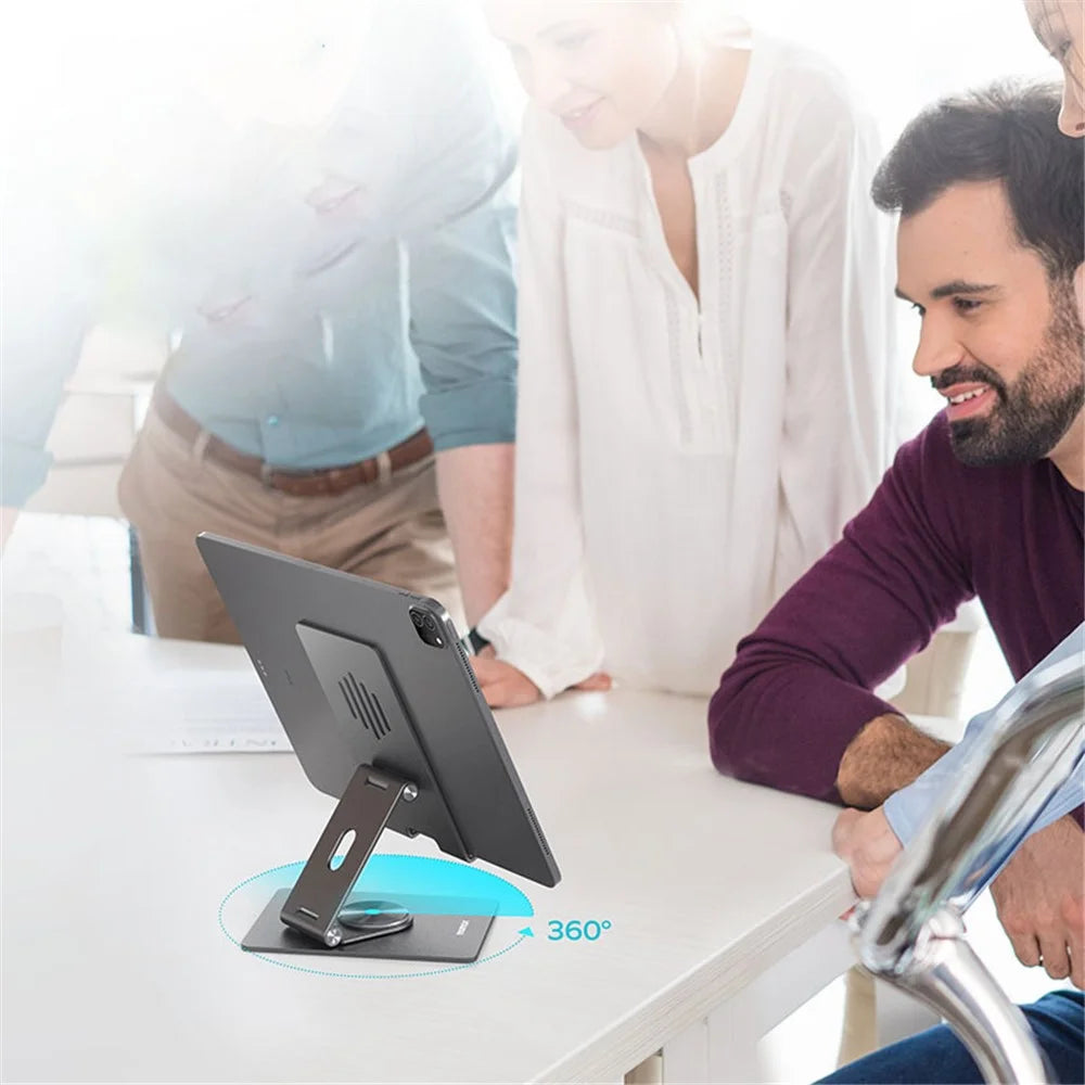 MOMAX KH5 360-degree Rotating Foldable Phone Stand for Desktop Portable Phone Holder Support Adjustable View Angle Compatible with iPhone/iPad - Space Grey - 6