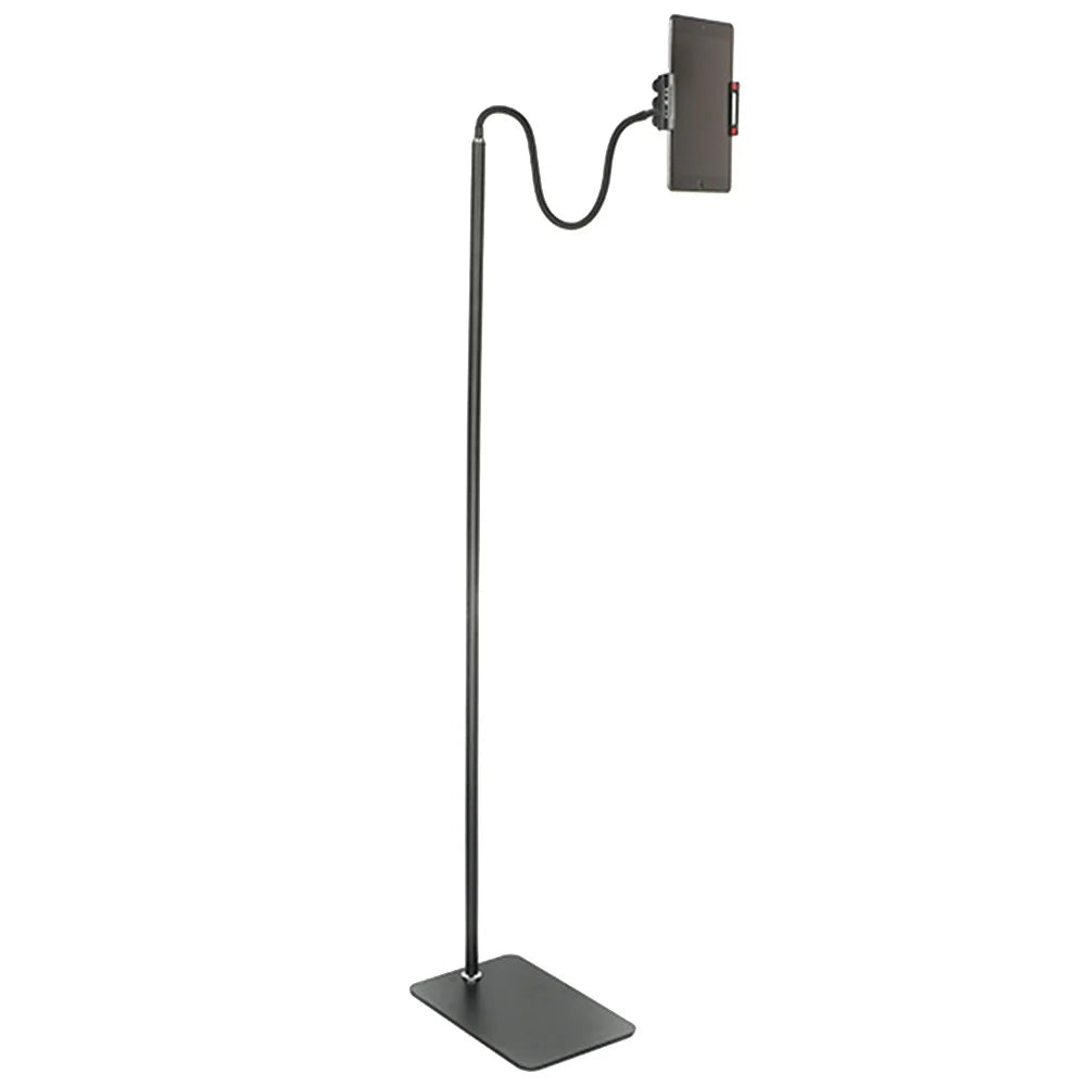 175cm Tablet Floor Stand Cell Phone Holder with Flexible Gooseneck Stable Base 360 Degree Rotating Mobile Phone Lazy Bracket Compatible with iPhone iPad for Live Streaming - 1