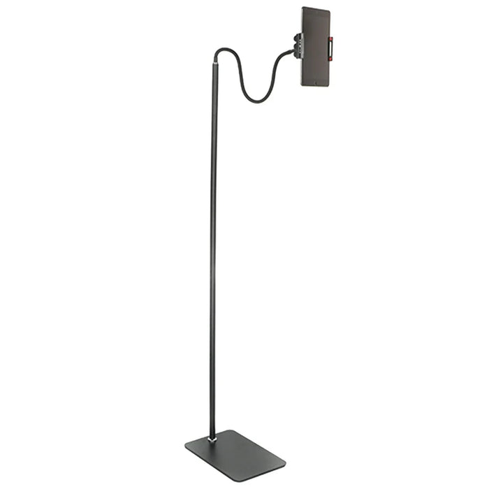 175cm Tablet Floor Stand Cell Phone Holder with Flexible Gooseneck Stable Base 360 Degree Rotating Mobile Phone Lazy Bracket Compatible with iPhone iPad for Live Streaming - 1