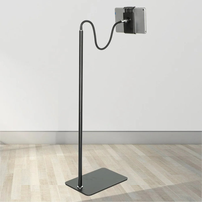 175cm Tablet Floor Stand Cell Phone Holder with Flexible Gooseneck Stable Base 360 Degree Rotating Mobile Phone Lazy Bracket Compatible with iPhone iPad for Live Streaming - 2