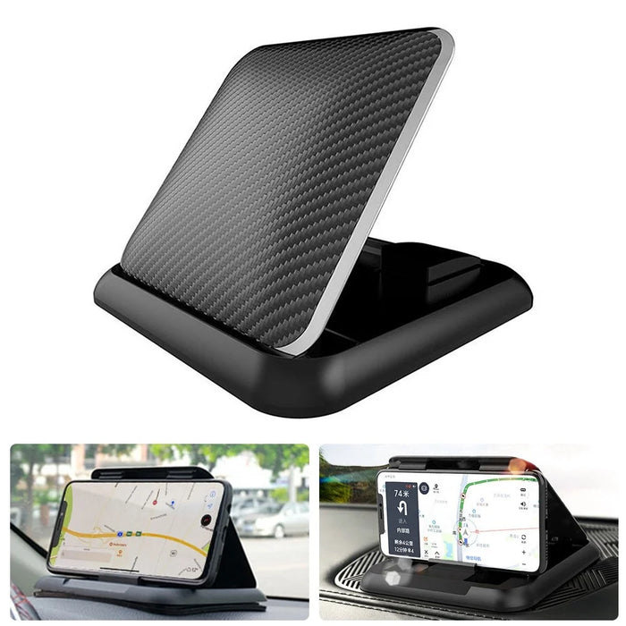 YC-5334 Carbon Fiber Texture Car Phone Holder Dashboard Mount Adjustable Angle Mobile Phone Clip Bracket - 1