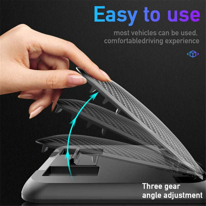 YC-5334 Carbon Fiber Texture Car Phone Holder Dashboard Mount Adjustable Angle Mobile Phone Clip Bracket - 5