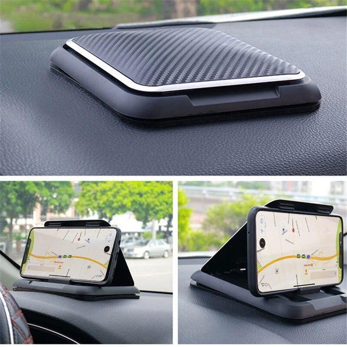 YC-5334 Carbon Fiber Texture Car Phone Holder Dashboard Mount Adjustable Angle Mobile Phone Clip Bracket - 7