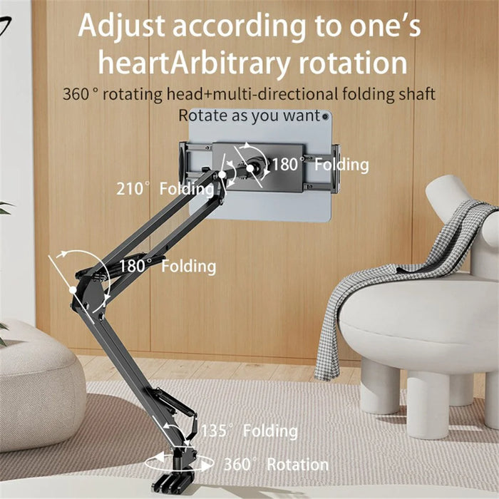 YESIDO C296 Adjustable Aluminum Alloy Arm Lazy Phone Tablet Holder Stand Bedside Desk Clip-On Bracket - 4