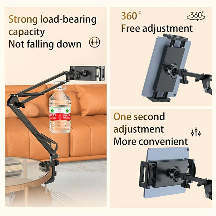 YESIDO C296 Adjustable Aluminum Alloy Arm Lazy Phone Tablet Holder Stand Bedside Desk Clip-On Bracket - 5
