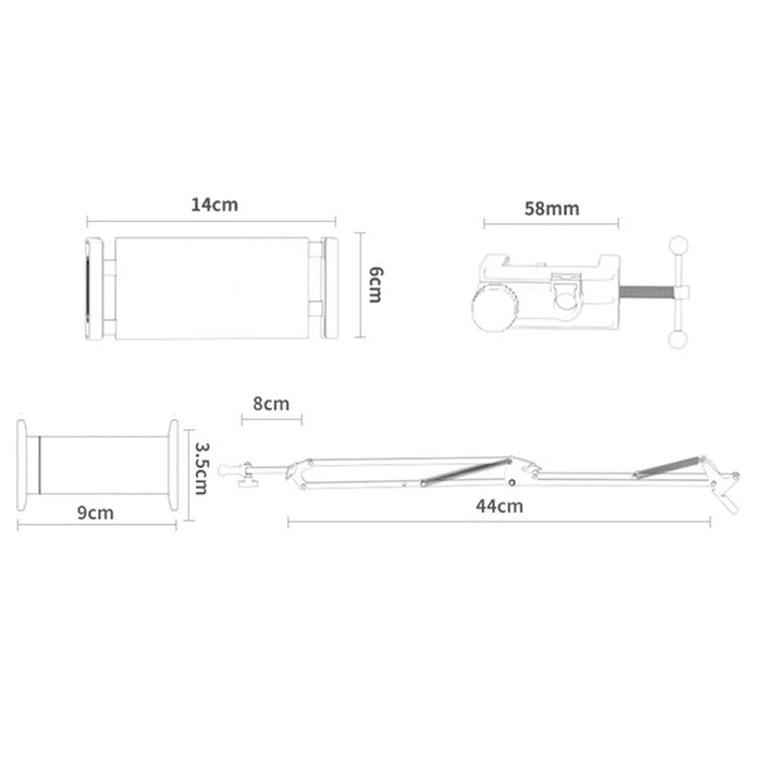 YESIDO C296 Adjustable Aluminum Alloy Arm Lazy Phone Tablet Holder Stand Bedside Desk Clip-On Bracket - 6