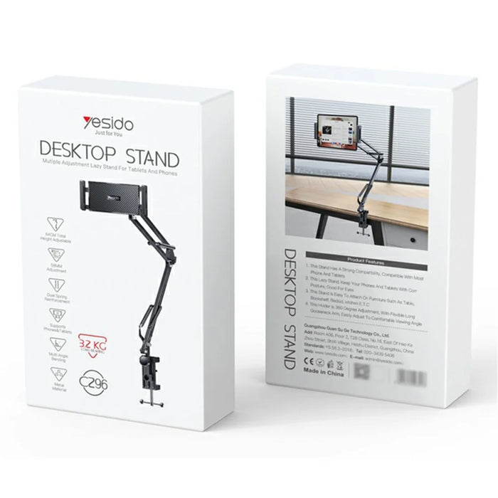 YESIDO C296 Adjustable Aluminum Alloy Arm Lazy Phone Tablet Holder Stand Bedside Desk Clip-On Bracket - 7