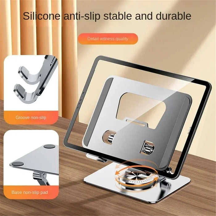 YY-J18 Heat Dissipation Hollow Tablet Stand 360 Degree Rotatable Foldable Phone Bracket - Grey - 3