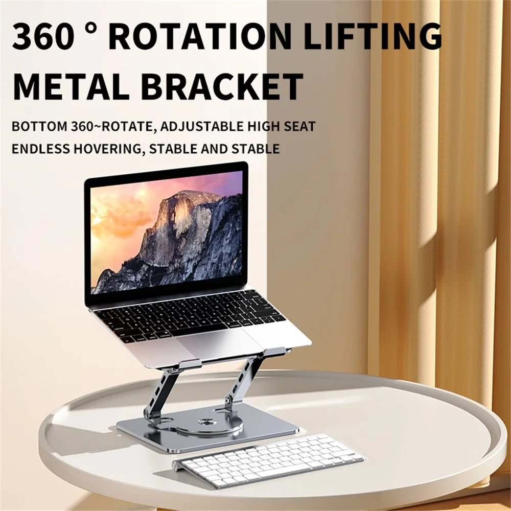YY-J29 Carbon Steel Foldable Laptop Bracket Heat Dissipation Rotatable Notebook Desktop Stand - Silver - 2