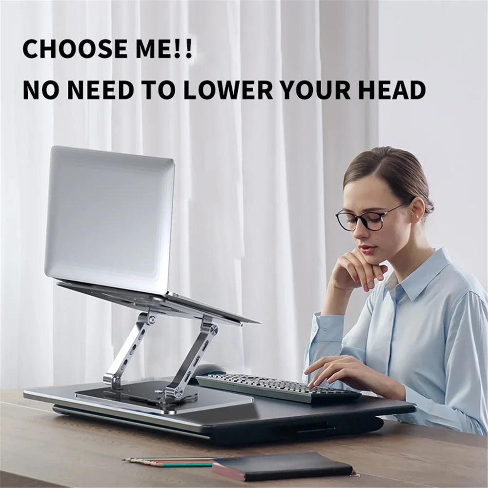 YY-J29 Carbon Steel Foldable Laptop Bracket Heat Dissipation Rotatable Notebook Desktop Stand - Silver - 5