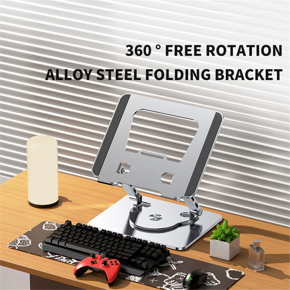 YY-J29 Carbon Steel Foldable Laptop Bracket Heat Dissipation Rotatable Notebook Desktop Stand - Silver - 6