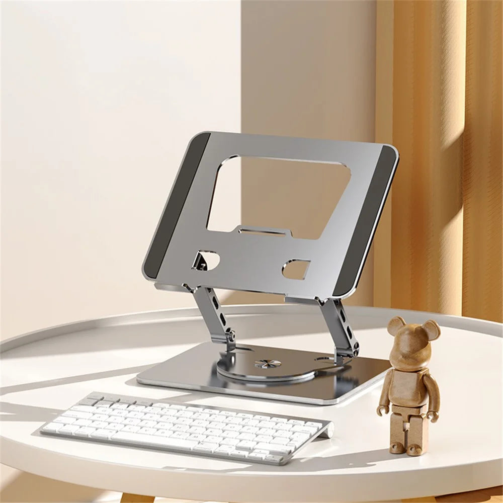 YY-J29 Carbon Steel Foldable Laptop Bracket Heat Dissipation Rotatable Notebook Desktop Stand - Silver - 7