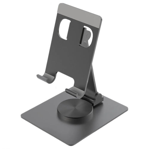 YY-022 Desktop Phone Tablet Holder Stand 360-Degree Rotatable Aluminum Alloy Bracket - Black - 1