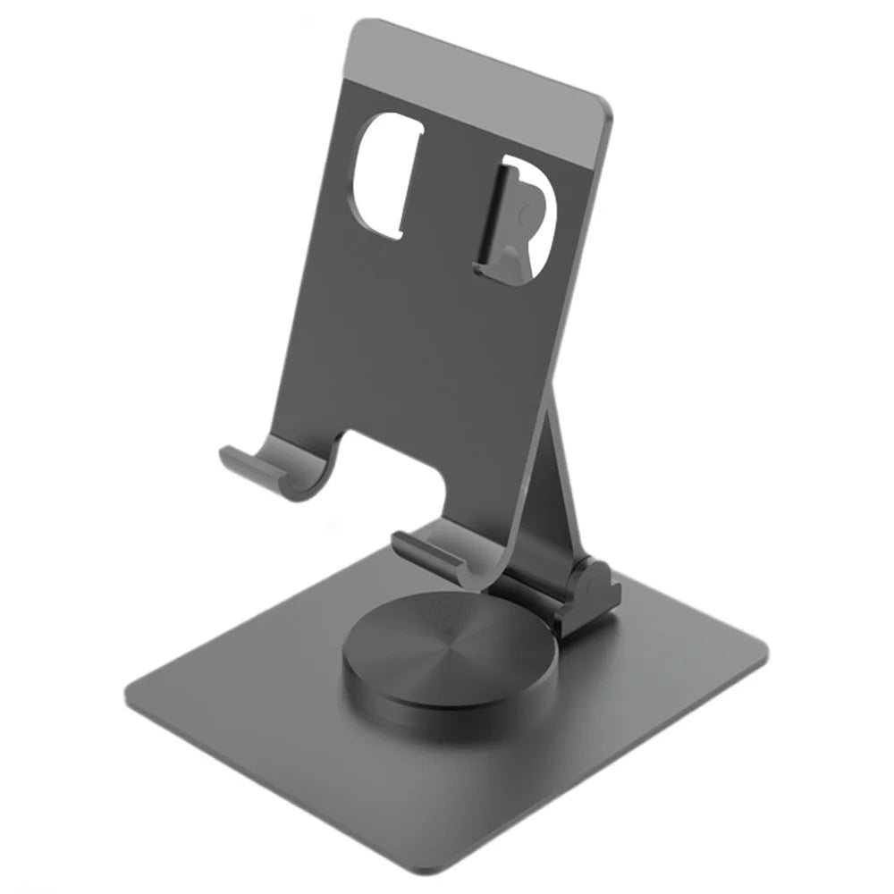 YY-022 Desktop Phone Tablet Holder Stand 360-Degree Rotatable Aluminum Alloy Bracket - Black - 1
